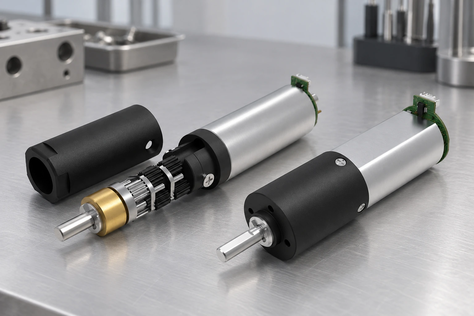 Inedit na ilustrasyon sa workbench ng maliliit na planetary gearmotor
